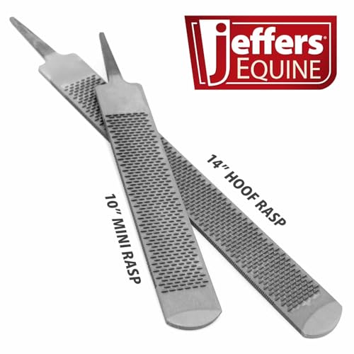 Jeffers Livestock Mini Hoof Rasp for Goats, Sheep, Pony, Mini Horses, Foals – 14" Ergonomic Steel Hoof Trimming Tool with 6 Teeth per Row – One Hand Use, Compact Farrier Hand Rasp