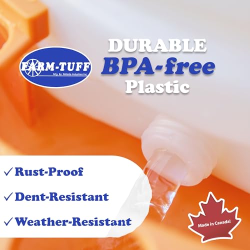 FARM-TUFF Top-Fill Duck Waterer, 5 Gallon – Durable BPA-Free Plastic Poultry Waterer with Wide Base & Splash-Reducing Design
