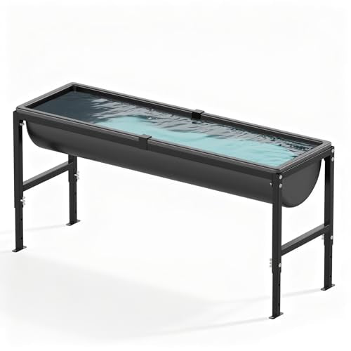 Livestock Water Trough 12 Gallon | Animal Waterer with Adjustable Stand, Easy to Assemble and Carry, Feeding Goat, Sheep, Horse, Dog in Farm - size: 1 PC