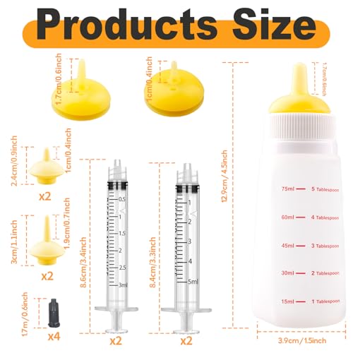 Puppies Nursing Bottle, Kitten Feeding Bottle with Feeding Nipple and Syringe,Ventilation Valve Resistant Tearing for Small Animal, Kittens, Rabbit, Hamster (Yellow) - color: Yellow, size: Model 3