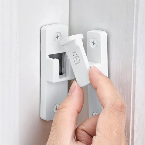 White 90 Degree Barn Door Lock ，Right Angle Door Lock Latch | Zinc Alloy Flip Gate Latches,for bedroom,garage,balcony,barn,sliding door,bathroom,window,cabinet,drawer,pet enclosures - color: White_90 Degree
