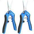 Fondwell 6.5" Gardening Scissors Trimming Shears: 2 Pack of Trimming Scissors for Buds - Comfortable Hand Pruners with Curved Blades | Plant Pruners Snips, Ultra-Sharp Micro-Tip Curved Blades, Comfortable Use, Safety - Best for Precision Cuts in Tight Spa