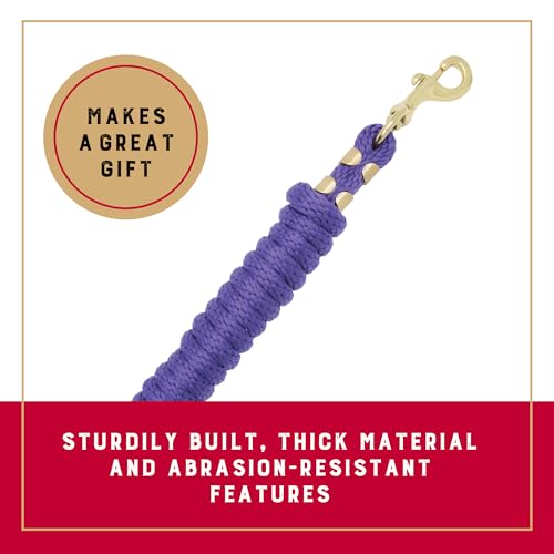 Weaver Equine Performance Lead Rope, Lime Zest, 8' Horse Value Rope with Brass Plated 225 Snap, Soft Comfort Grip, Barn Horse Tack for Daily Use - color: Purple