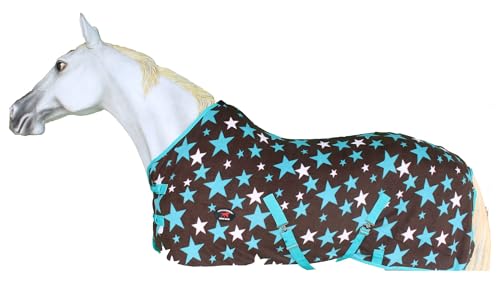 Challenger Horse Soft Fleece Cooler Contoured Exercise Blanket Liner Sheet Wicks 4397 - color: Turquoise Stars, size: 74 inches