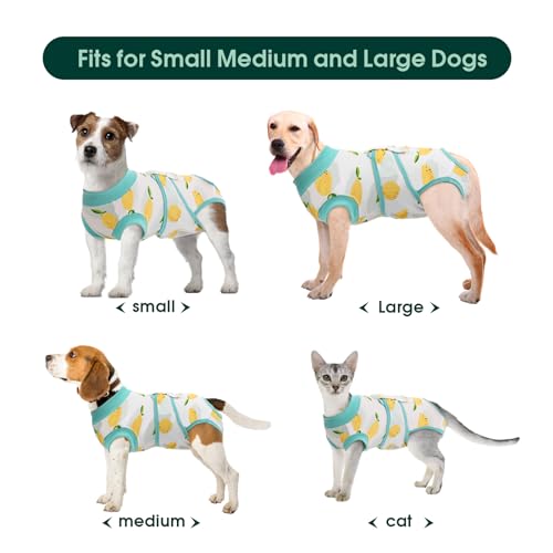 Kuoser Recovery Suit for Dogs Cats, Soft Dog Surgery Suit Female Male Spay | Professional Dog Onesie for Surgery, Substitute E-Collar & Cone, Prevent Licking Dog surgical suit Pet Neuter Suit - color: Lemon, size: X-small (Back:8.3-11.4'', Weight:4-7 Lb)