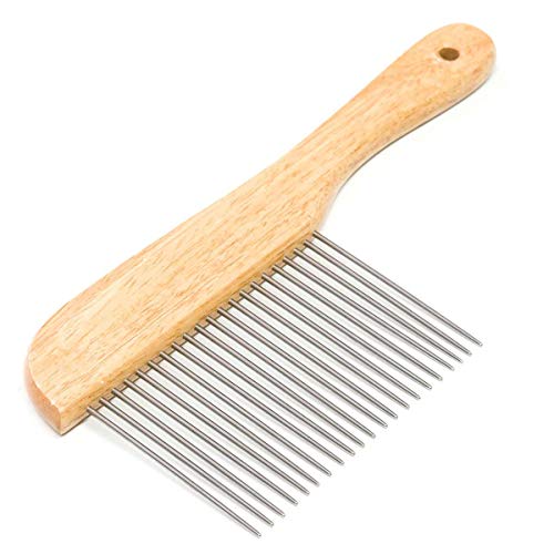 Ryan's Pet Supplies Paw Brothers Poodle Comb Brush for Dogs, Professional Grade, Wooden Ergonomic Handle, Stainless Steel Teeth, Dematting Comb for Dogs, Extra Long Teeth