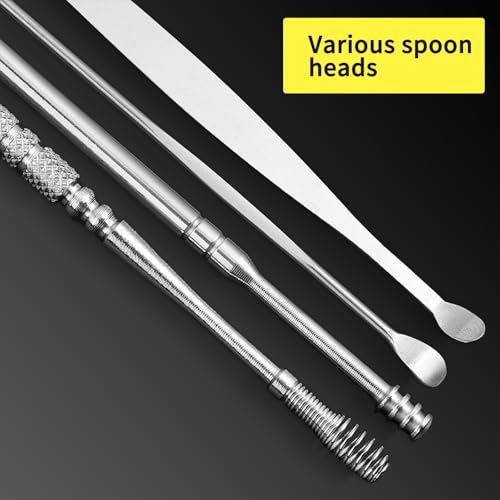 8 Pcs Ear Pick Earwax Removal Kit, Ear Cleaning Tool Set, Ear Cleaner Curette Ear Wax Remover Tool with a Cleaning Brush (Sliver) - color: Sliver