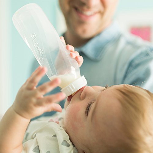 Evenflo Feeding Classic Clear Plastic Standard Neck Bottles for Baby, Infant and Newborn - Teal/Green/Blue, 8 Ounce (Pack of 12) - color: Teal / Green / Blue
