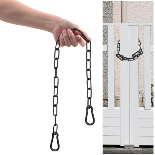 Gate Chain Lock with Carabiners Barn Chain Link 20'' Black Gate Latches for Outdoor Fences Dog Cage Lock Backyard Chain Lock Stall Supplies - size: 20'' 1Pack
