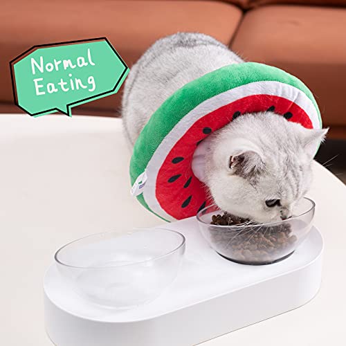 ANWA Adjustable Cat Cone Collar Soft, Cute Cat Donut Collar After Surgery, Kitten Recovery Cones to Stop Licking - color: Watermelon, size: Medium