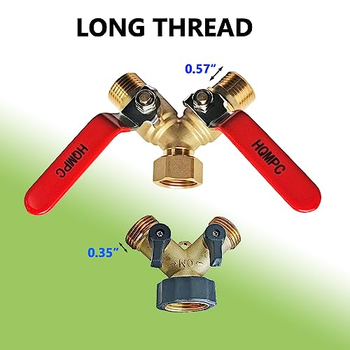 Garden Hose Y Valve Splitter Brass Hose Splitter With Stainless Steel Long Handle Brass Garden Hose Adapter 2 Way Y Valve 3/4" GHT Thread 2pcs - size: 3/4" 2PCS