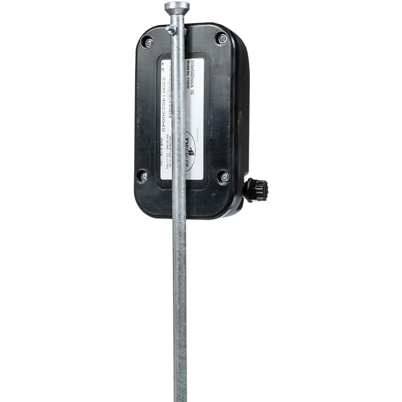 Premier 1 IntelliShock 10 Fence Energizer, Battery Kit, 1.0 Joule | Kit includes 12V leads & ground rod. Auto-adjusts draw 67% on clean fences. Powers 10 sheep/goat net rolls.