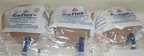 ANDOVER CO-FLEX NL 2x5Yds Tan Flesh 3-PACK Cohesive Flexible Elastic Latex Free Bandage Compression Self Adherent Wrap Adults Children Animals Pets Cats Dogs Horses 5200TN by Coflex