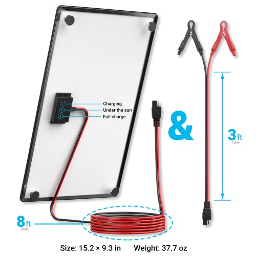 POWOXI 10W Magneti Solar Battery Charger 12V Trickle Charger Maintainer | Strong Magnetic Mount | Easy Installation | Battery Protection System | Waterproof Design | Durable Tempered Glass Panel - size: Magnetic-10W