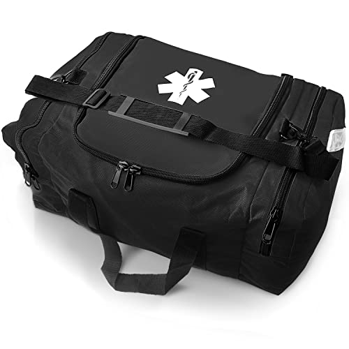 ASA TECHMED Large EMT First Responder Trauma Medical Bag Empty for Home 21x12x9 Inches, Office, School, EMTs, Paramedics, First Responders, Black - color: Black