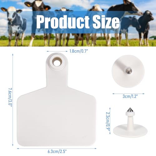 Blank Ear Tags 100 Pieces Livestock Identification Tags Blank Livestock Ear Tags for Cattle Cow Pig Goat Sheep Dog (White 3x2.44'') - color: White 3x2.5''