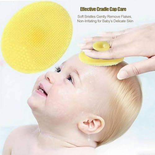 6 Piece Baby Hair Brush & Comb Set, Natural Bamboo & Goat Bristle for Cradle Cap Care, Newborn to Toddler Grooming Kit with Silicone Scrubbers for Scalp Massage