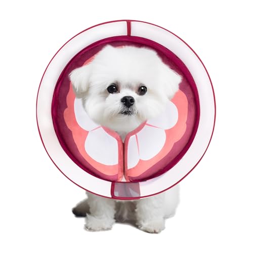 Inflatable Dog Cone Collar for Large Medium Small Dogs, Soft Dog Donut Collar Adjustable Recovery Cone for Pets After Surgery, Extra Enhanced Anti-Licking Guard Shield (Mangosteen, Small) - color: Mangosteen, size: Small