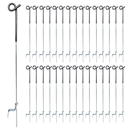 ARIFARO 30Pack Step in Fence Post 41 Inch Pig Tail Step-in Fence Post,Electric Fencing Post,Metal Garden Fencing for Pasture Boundary,Black - color: Black