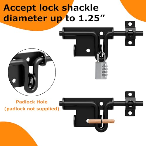 6.4 Inch Heavy Duty Slide Bolt Latch, Bi-Directional Gate Latch with Protective Coating, Solid Hardware Thickened Bolt Latch for Left or Right Hand Swinging and Sliding Doors-2 Pack