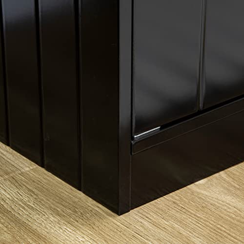 PawHut Large Elevated Dog Bowls with Storage Cabinet 44L Capacity Black | Raised Dog Bowl Stand, Pet Feeding Station - color: Black