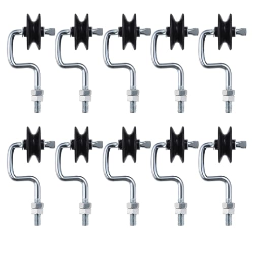 Farm Electric Fence T- Post Corner Insulators, Black,10Pack | T-Post Anchors, Polyrope Insulators, ls-10pcs, Bracket - style: B010+ls-10pcs