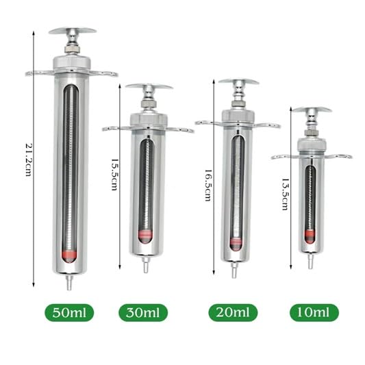 20cc Stainless Steel Injector Reusable Metal Syringe 20ml glass Hypodermic Veterinary Animal Syringe Livestock Pig Cattle Sheep Feeder with locking screws