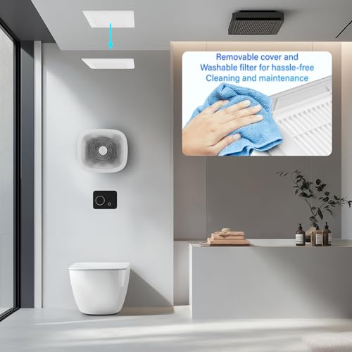 Ventilation Fan With Grille for Bathroom and Home, 100CFM, 25W Ceiling Mount Shower Exhaust Fan, 120V, White, Wet Rated, ETL Certified - size: 100CFM with Grille