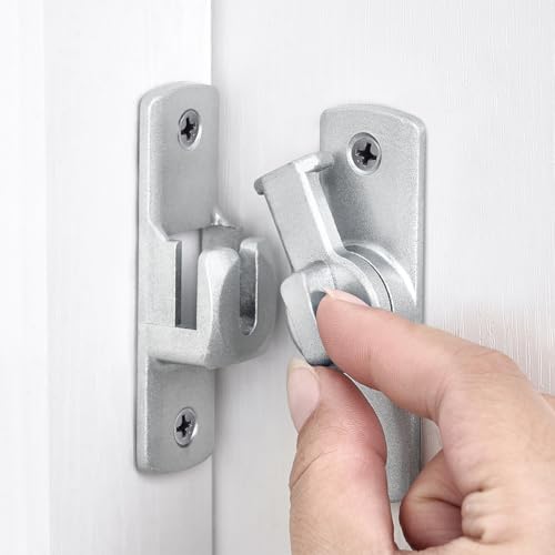 Silvery Barn Door Latches,90/180 Degree Gate Lock_D | Aluminum Alloy Right Angle Door Lock Latch,Flip Gate Latches Hardware,Sliding Door Lock for Cabinets,Fence Gates,Pet Cage - color: Silvery