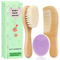 Baby Hair Brush and Comb Set for Newborns & Toddlers | Wooden Baby Brush Set with Soft Goat Bristles l Wood Comb l Purple Cradle Cap Brush| Ideal for Cradle Cap (3 Piece) - color: 3pcs(purple Cradle Cap Brush+hair Brush+wood Comb)