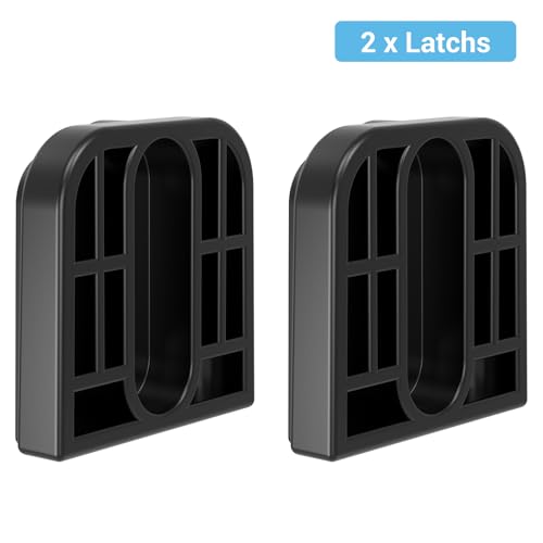 HAMOPY Auto-Lock Retractable Baby Gate Replacement Parts, Original Hardware Set (Including 2 x Latches + 2 x Brackets + 1 x Floor Hook + 1 Set of Screws) Only Fit 55“&71” Auto-Lock Baby Gate(Black) - color: Bk-p