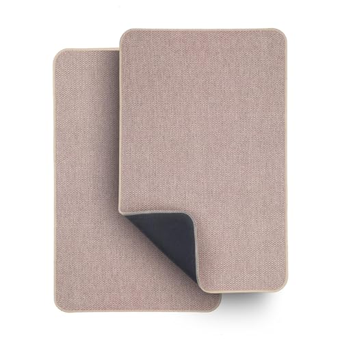 Bath Mat,Ultra Thin Bathroom Rugs,Rubber Bath Mats for Bathroom,Bath rugs | Non Slip,Quick Dry,Machine Washable,Low Pile,Absorbent,Shower Outside,Sink,Bathroom Decor Accessories.Beige,17x27Inch(2 Pack) - color: Beige, size: 1'5" X 2'3" (2 Pack)