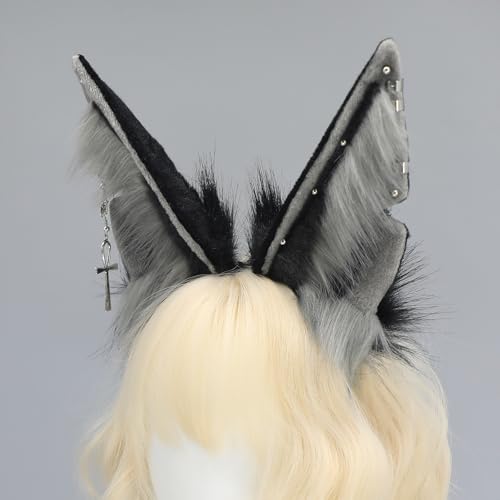 Handmade Wolf Ears Headband Fox Ear Hairband Wolf Cosplay Props - color: C Gray