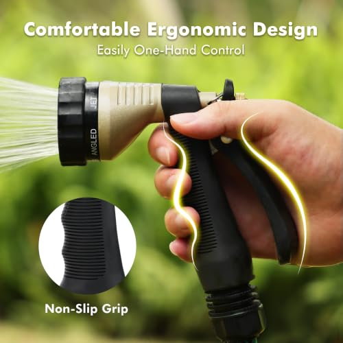 RESTMO Garden Hose Nozzle Heavy Duty, Hose Spray Nozzle for Garden Hose | Zinc Alloy, 6 Adjustable Watering Patterns, Leakproof, Anti-slip, ldeal for Watering Plants, Washing Cars & Pets, Black - color: Black