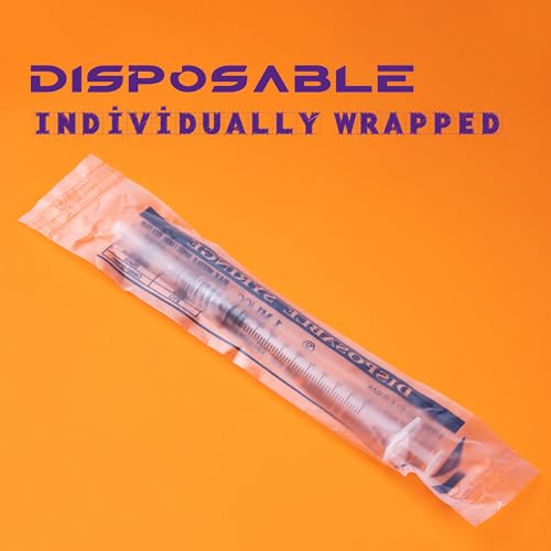 1ml Syringes with Needle 27G Needle 1/2 Inch Disposable Small Syringe for Liquids, Individually Wrapped, Pack of 100 - size: 1ML-27G 1/2"