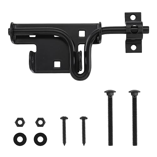 HOME MASTER HARDWARE Heavy Duty Slide Bolt Gate Latch, 1 Pack Door Latch | Metal Sliding Bolt Door Lock with Padlock Hole, Suitable for Fence, Barn, Shed, Interior, Outdoor, Included Screws, Black