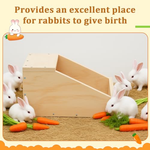 Maxcheck 1 Pack Wooden Rabbit Nesting Box, 16x11x11 Inch Hutch Hideout | Bunny Nesting Box for Breeding, Safe Birthing, Small Animal Habitat for Hutch & Cage - size: 16x11x11 Inch