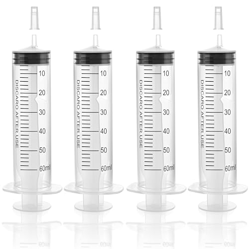 12pack 60ml Large Syringes Without Needle, With Cap for Liquid, Measuring, Ink Refilling, Oil, Liquids Glue Applicator, Individually Sealed - style: 60ML