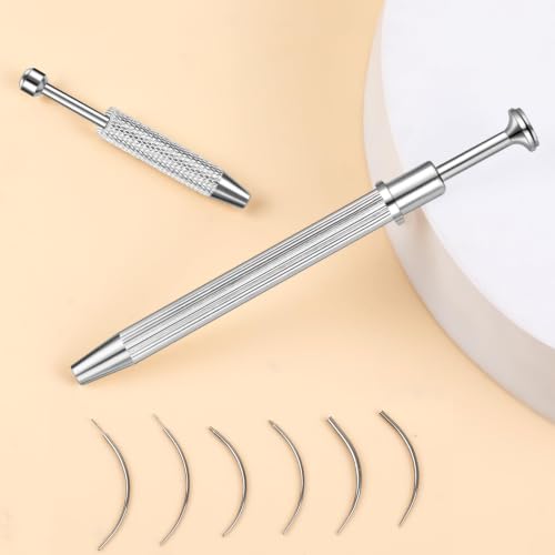 2Pcs Piercing Ball Grabber Tool for Changing Jewelry, Stianless Steel Flat Back Earring Applicator Internally Threaded Push Pin Piercing Grabber Tool - color: Silver-J