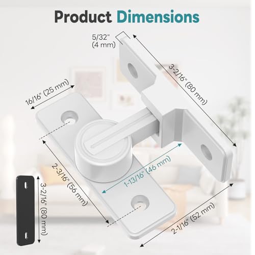 90° Heavy Duty Zinc Alloy Barn Door Lock White 2 Pack | Security Sliding Door Latch for Barn, Garden, Bathroom, Fence, Shed，With Screws & Washers - color: White-2 Pcs