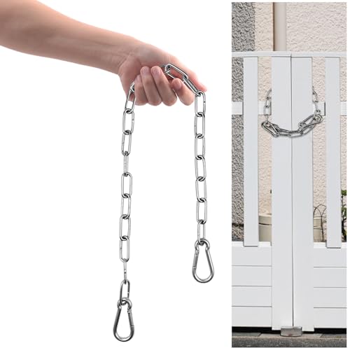 Gate Chain Lock with Carabiners Barn Chain Link 20'' Gate Latches for Outdoor Fences Dog Cage Lock Backyard Chain Lock Stall Supplies 2 Pack - size: 20'' 2Pack