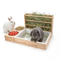 3-in-1 Rabbit Hay Feeder, Rabbit Litter Box with Hay Feeder and Bowls, Guinea Pig Hay Feeder, for Rabbits, Guinea Pigs, Small Animals