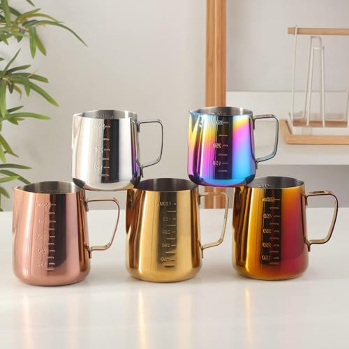 Buyer Star Milk Frother Cup Coffee Frothing Picher Barista Tools Stainless Steel Mental Cup Espresso Accessories Latte Art Steaming Kit (350ml /12oz,Silver) - color: Silver