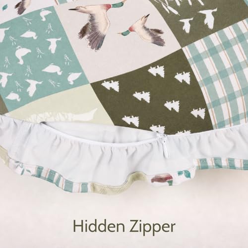 Ruffled Nursing Pillow Cover, Removable Stretchy Case for Breastfeeding Pillows, Ultra Soft and Breathable Feeding Pillow Slipcover with Modern Design Lace for Infant Girls Boys, Mallard Duck