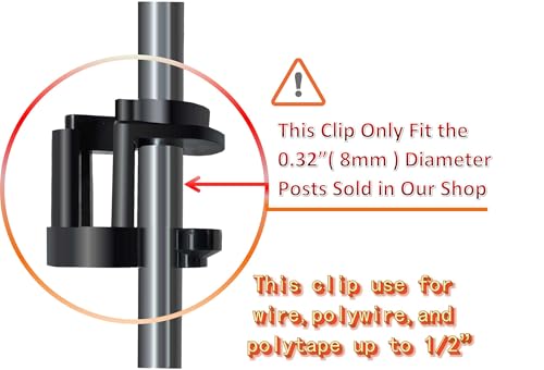 Electric Fence Posts Snap in Holding Post Insulators for Rod Diameter 0.32 inch (8mm), PK30 - style: 30 Clips