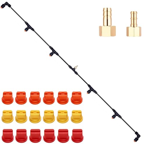 6 Nozzles Sprayer Boom Wand with 3 Flow Rate Nozzle Tips-Wide-Coverage Agricultural & Lawn Spray Attachment for Tractors/UTVs