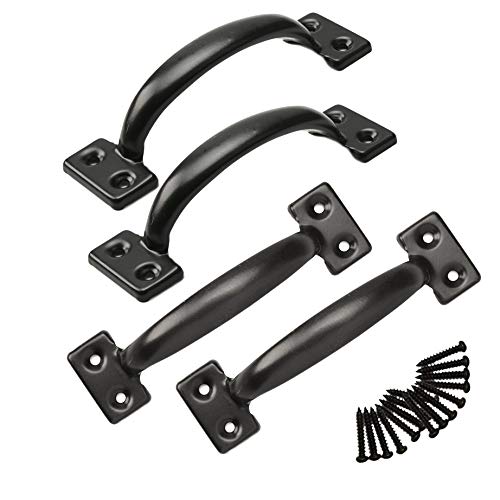 6-1/2" Pulls Gate Handle Black Handle Metal Handle Gate Pull Handle Shed Door Handle Fence Gate Handles for Wooden Fences Outdoor & Kitchen Furniture Hardware 4PCS - size: 4 Pack 6-1/2 Inch Black