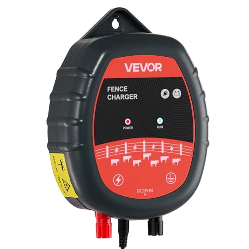 VEVOR Electric Fence Charger, 10kV 1J, AC DC Electric Fence Energizer with LED Indicator, 1.86 Miles Range, Powerful Plug-in Fences Charger, Prevents Wild Animals Intrusion for Livestock Poultry - style: 1J
