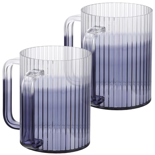 Judaica Hand Washing Cup with Dual Handles, 2 Pcs 5" Acrylic Clear Netilat Yadayim Cup lota for Bathroom Jewish Ritual Netilat Yadayim Holiday Gifts