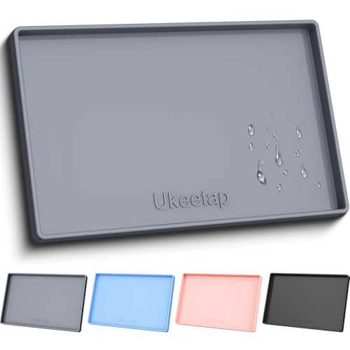 34" x 22" Extra Thick Silicone Mat Waterproof with Raised Edge, | Under Sink Mat for Kitchen & Bathroom, Kitchen Cabinet Liner, Multi-Purpose for Storage & Protection - color: Gray, size: 34"L x 22"W